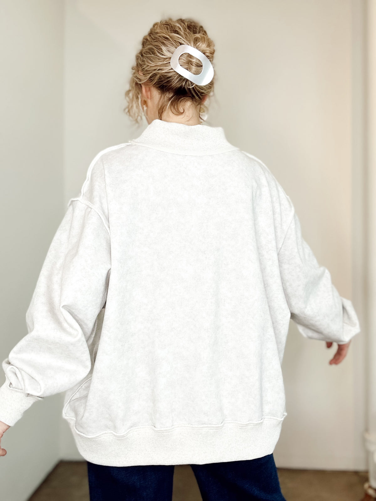 Louise Vintage Oversized Sweatshirt Ash Grey