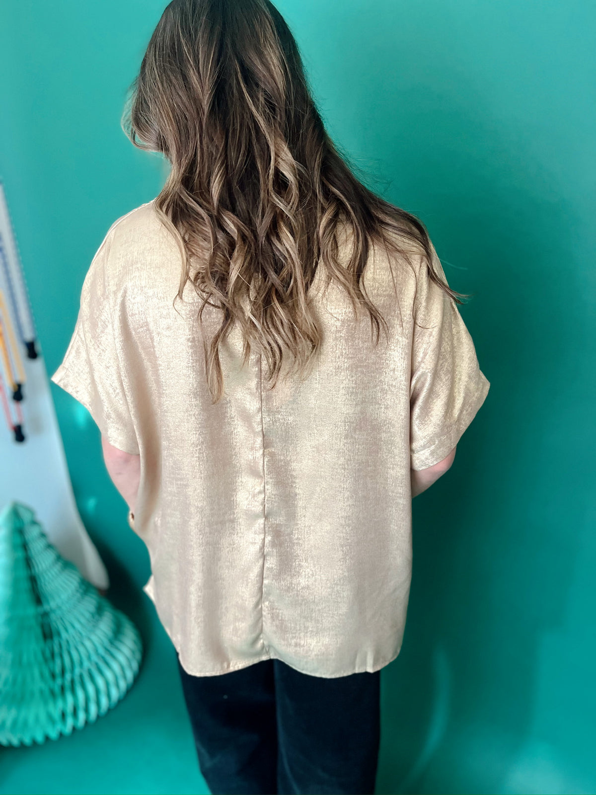 Victoria Metallic Blouse Gold