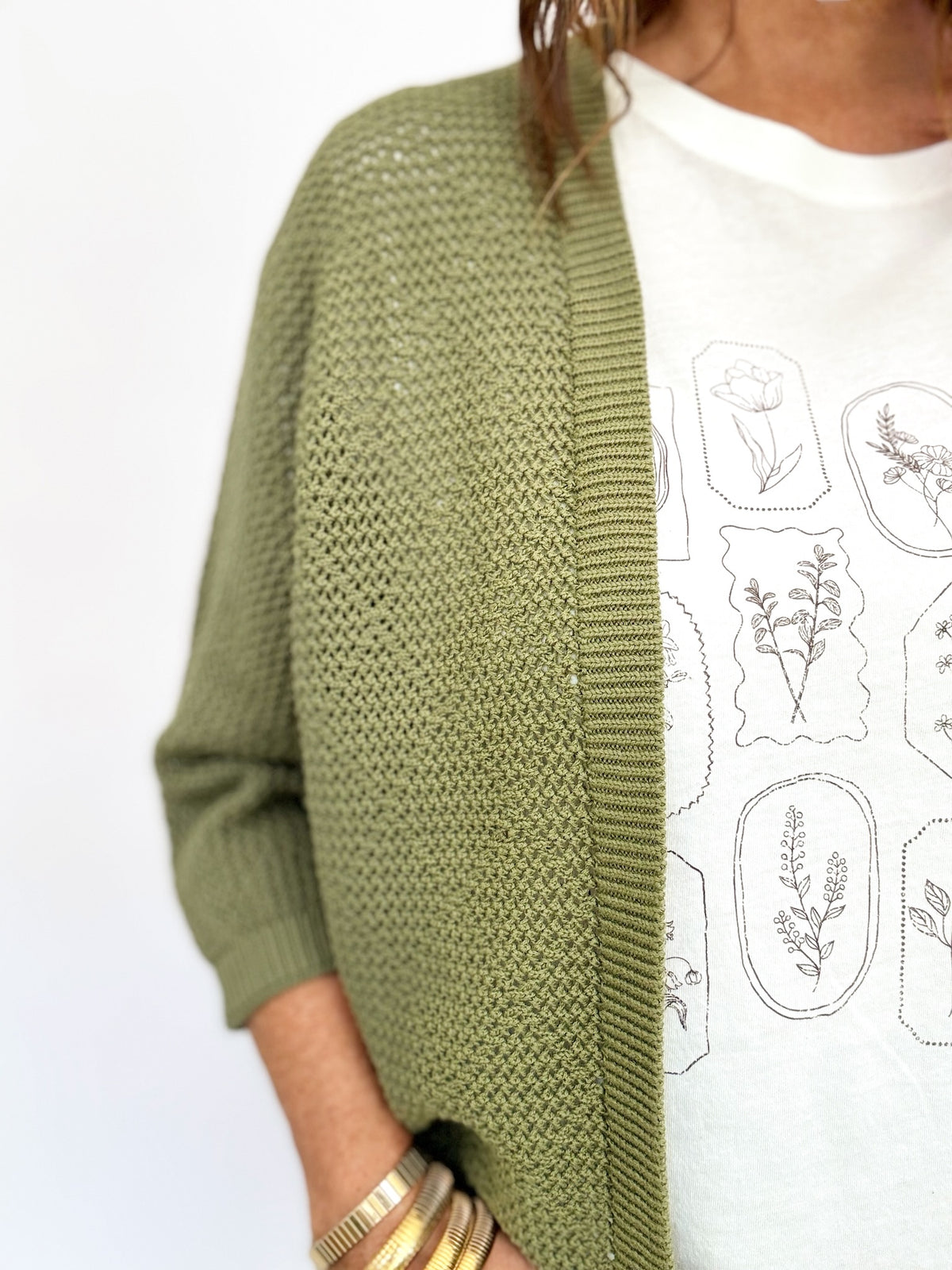 Kyra Diamond Pattern Cardigan Moss