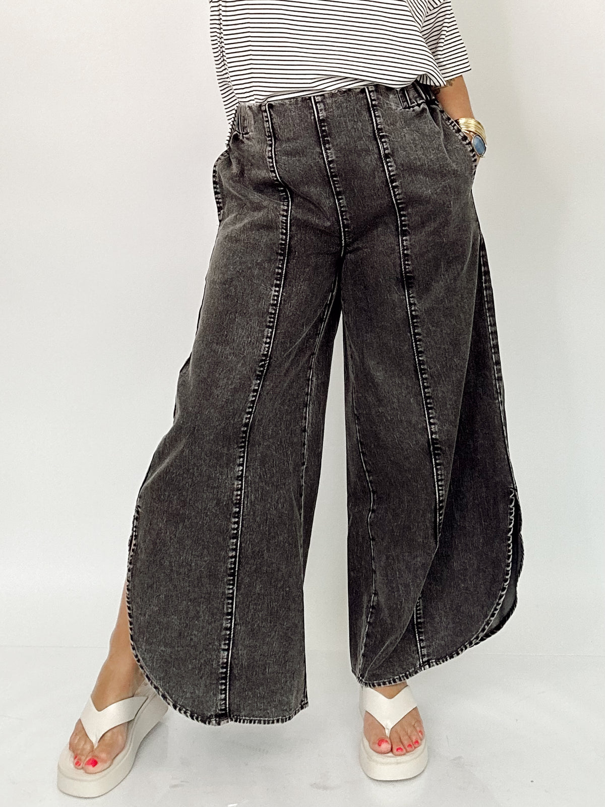 Nellie Tulip Washed Jeans Charcoal Black