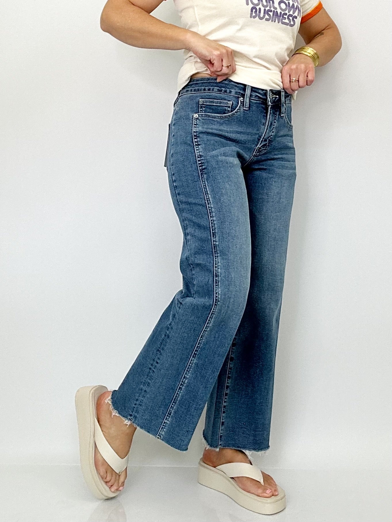 Ella Mid Rise Straight Crop Loose Fit Jeans