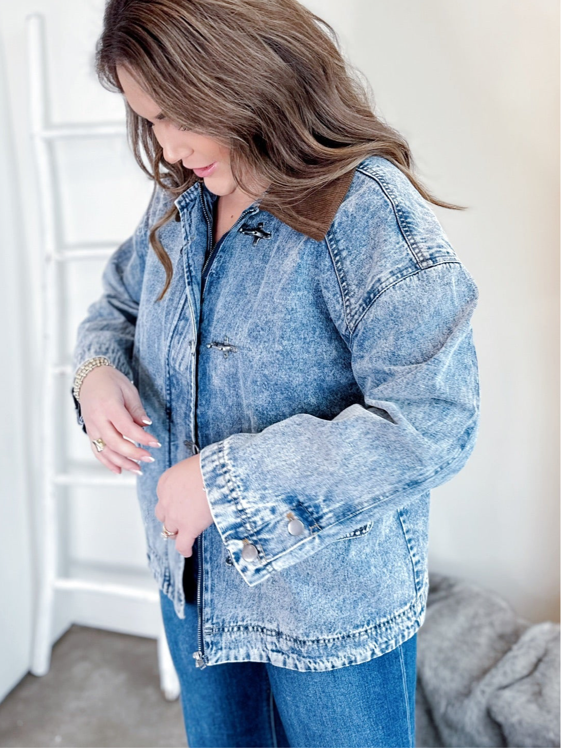 Maggie Contrast Collar Denim Jacket