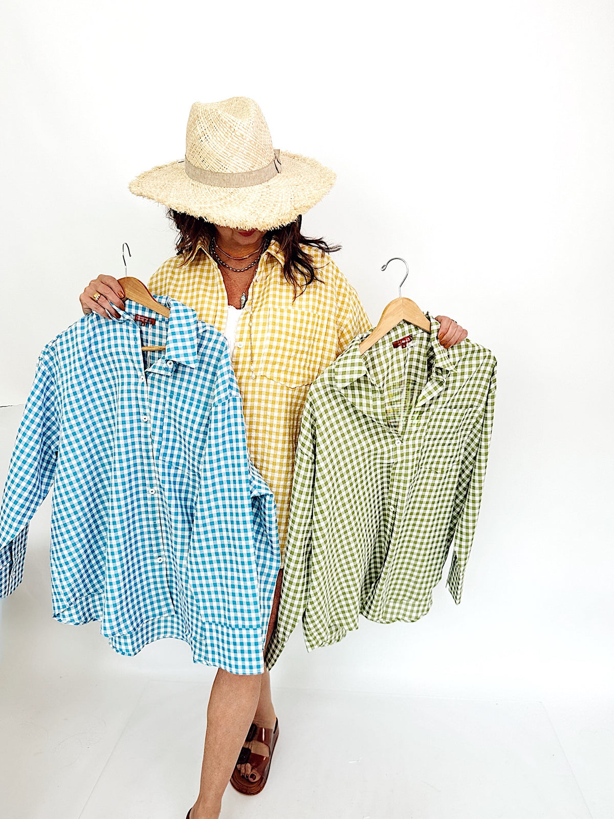 Bobbi Gingham Print Shirt Gold