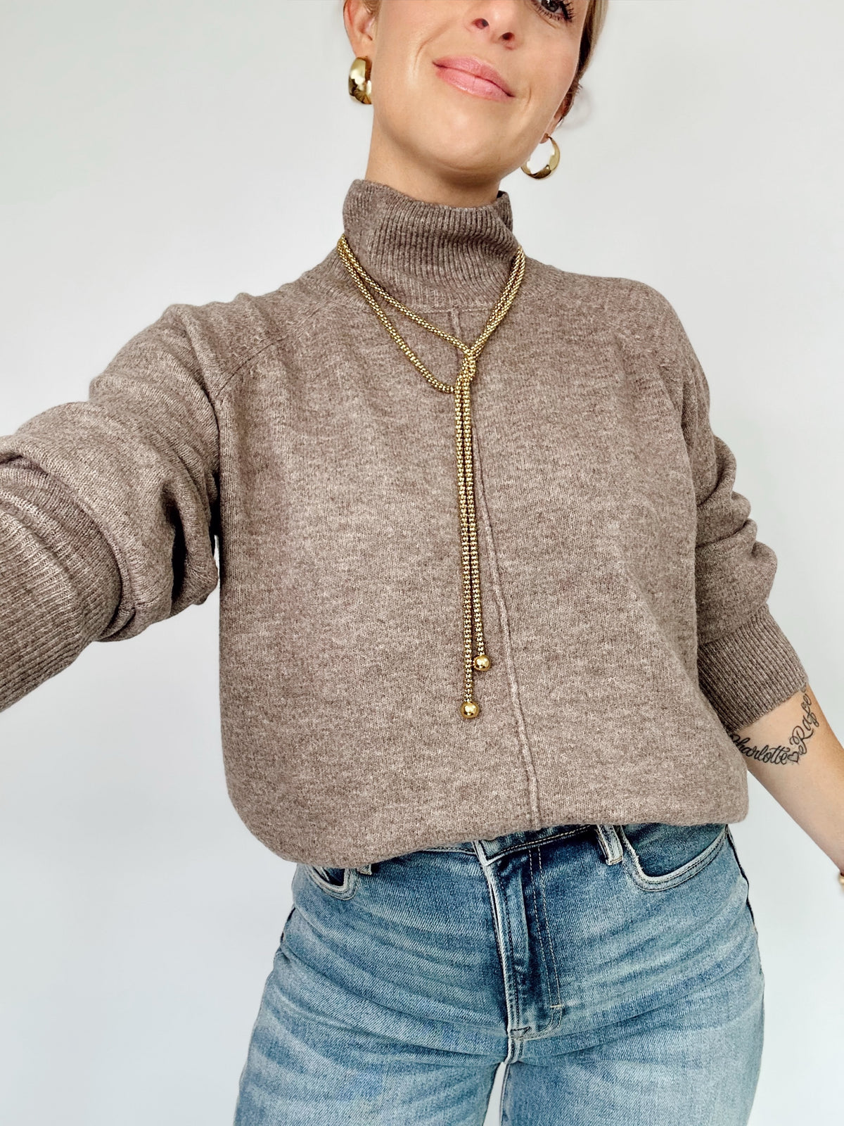 Everly Mock Neck Sweater Mocha