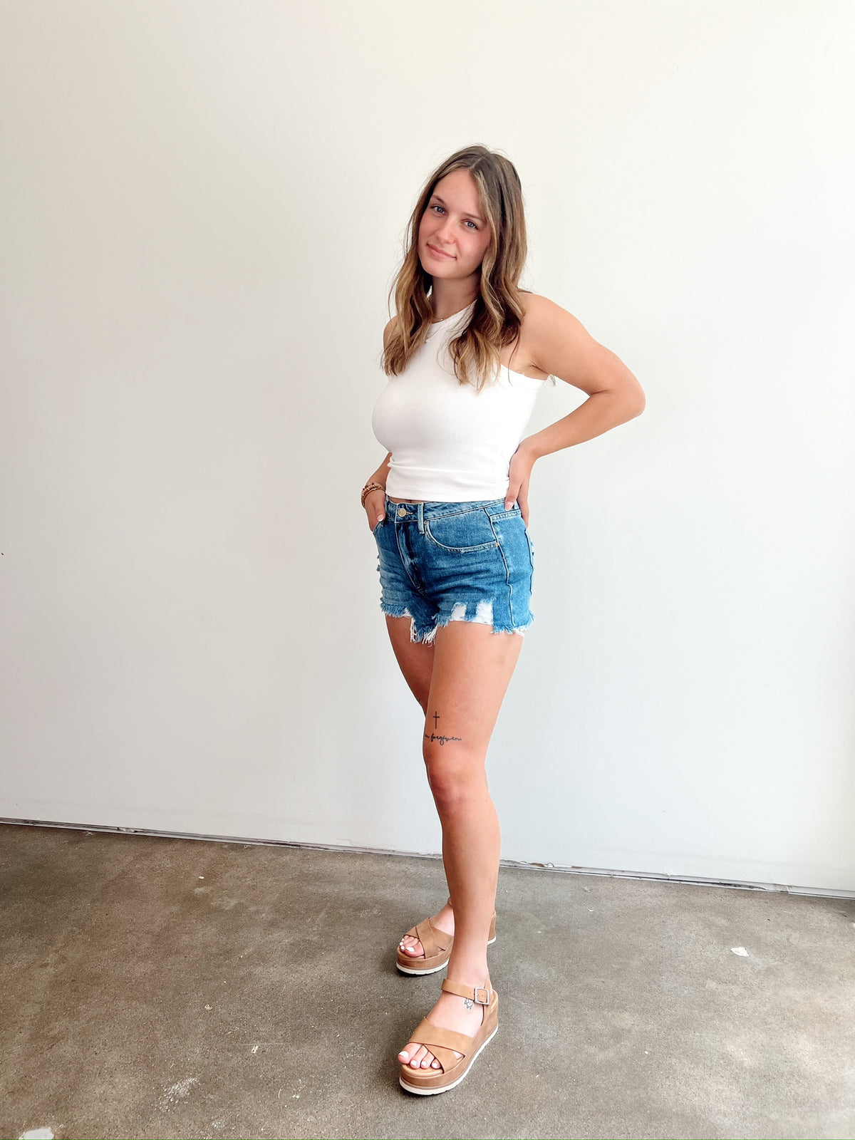 Midge Distressed Denim Shorts