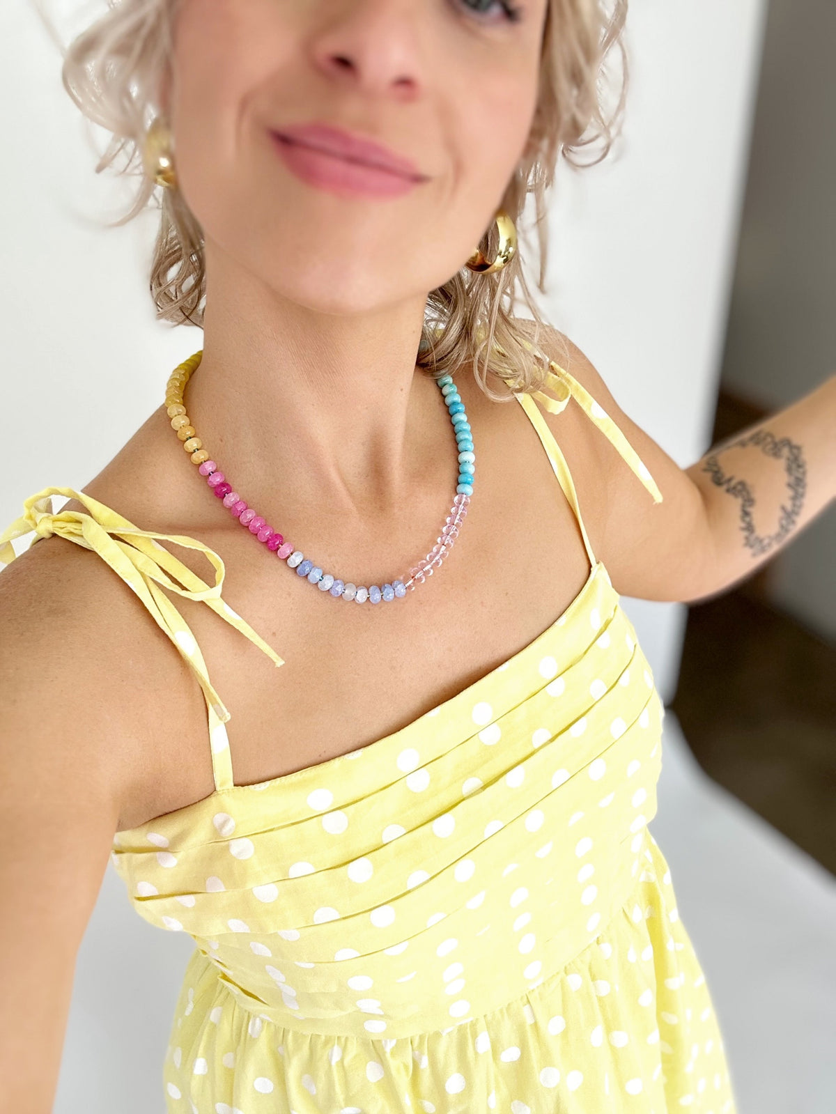 Irene Polka Dot Dress Lemon/white