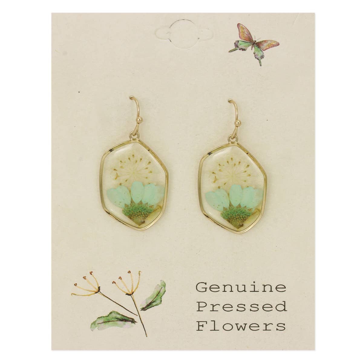 Green Dried Flower Earrings