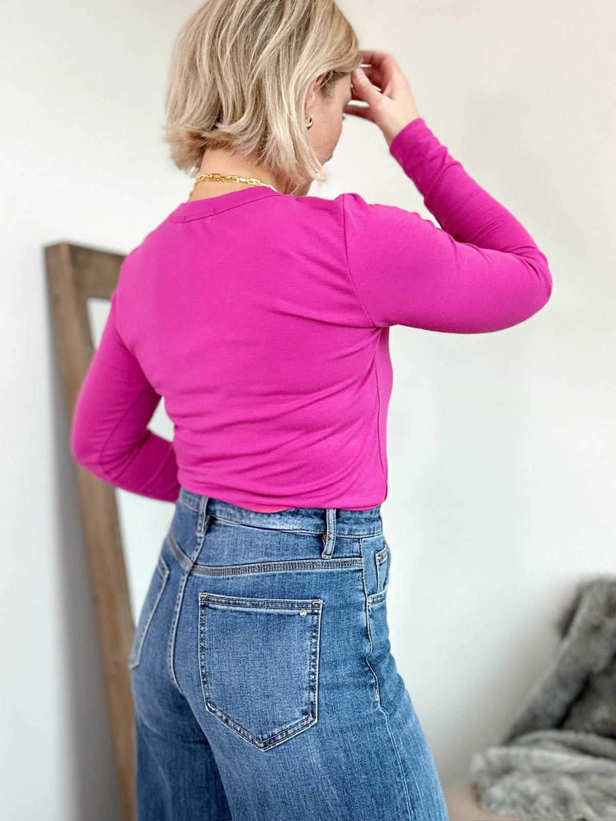 Callista Long Sleeve Top Fuchsia