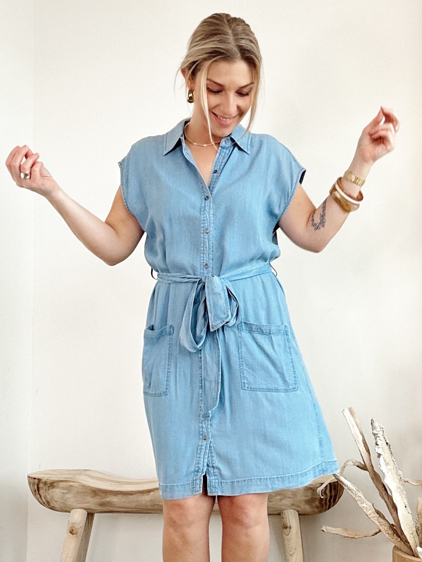 Marcy Tencel Mini Dress Lt.Wash