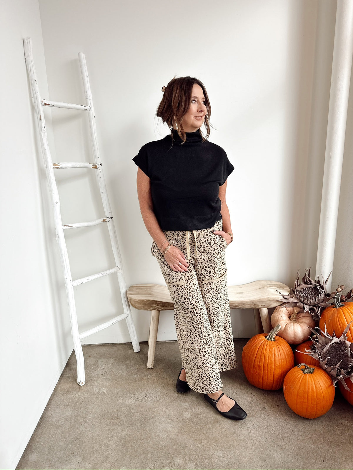 Mae Mock Neck Top Black