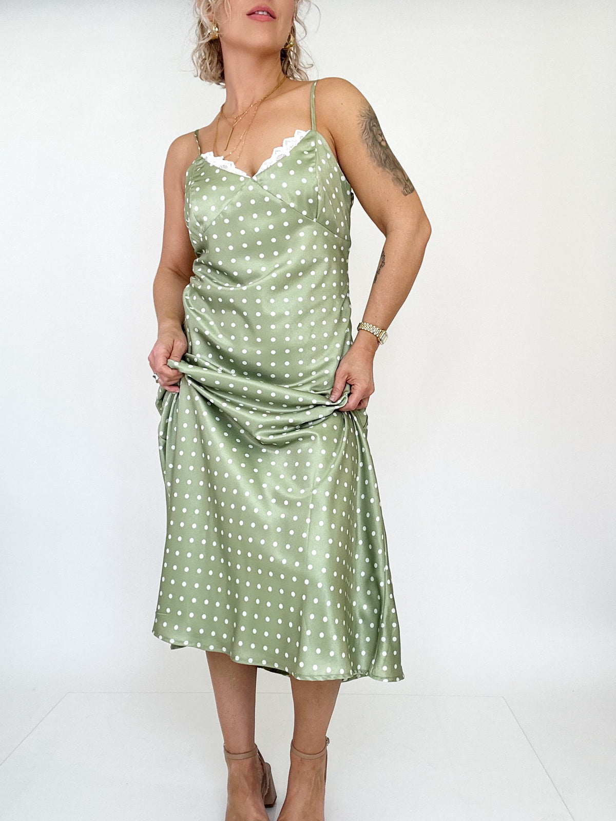 Carla Satin Polka Dot Maxi Dress