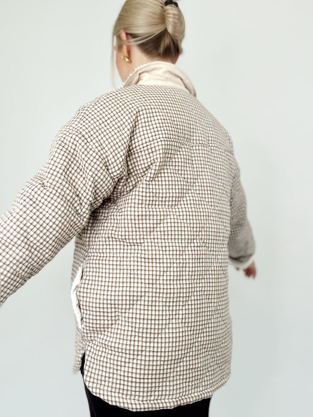 Mary Oversized Checker Print Puffer Jacket