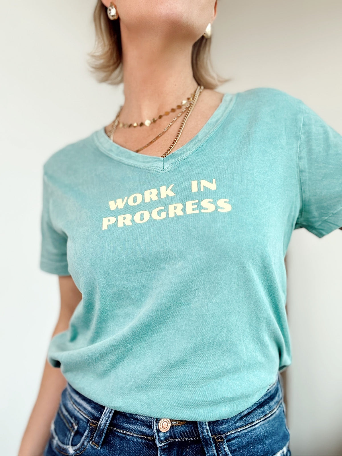 Work In Progress V-neck Graphic Tee