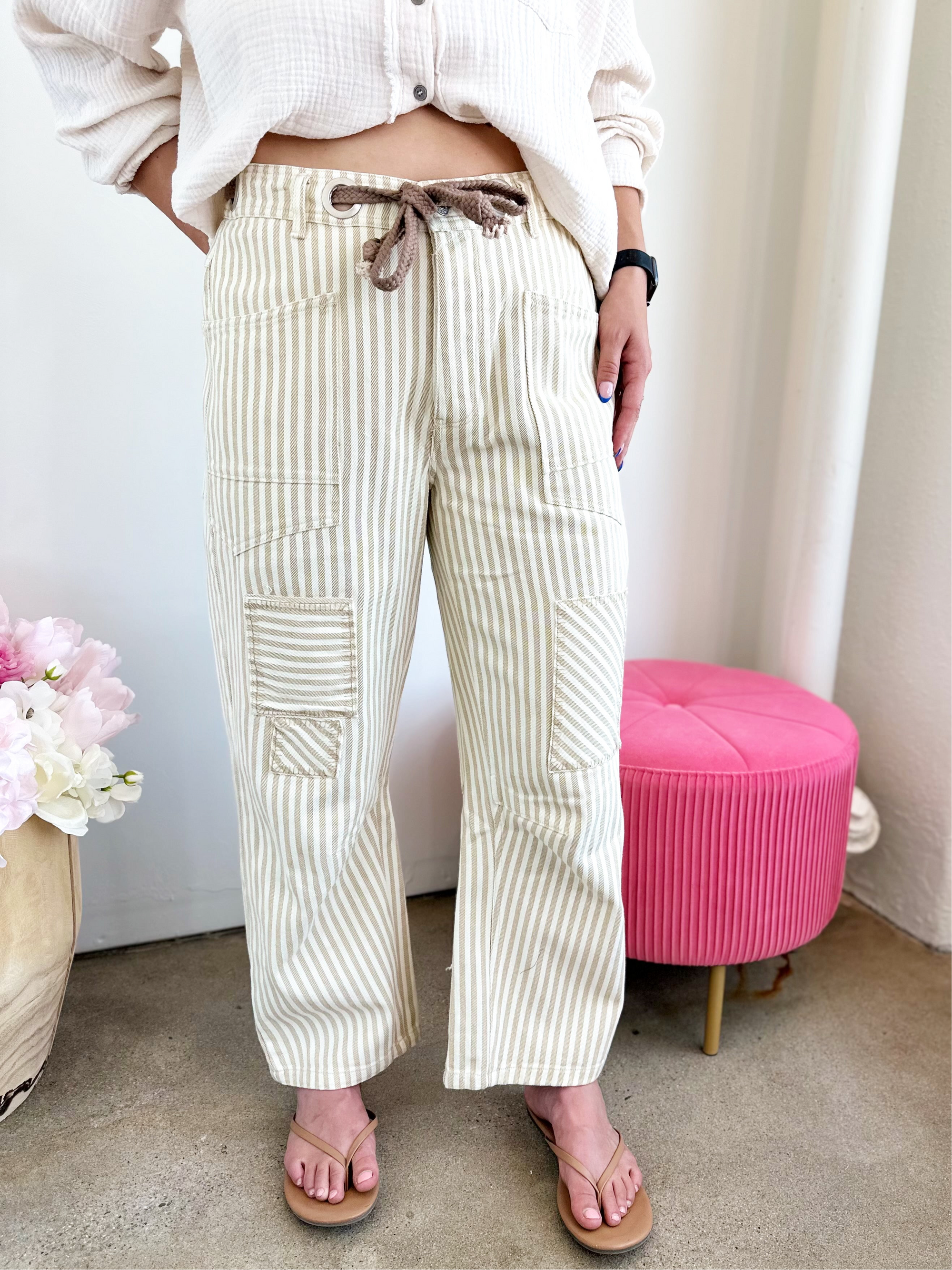 Opal Striped Barrel Pants