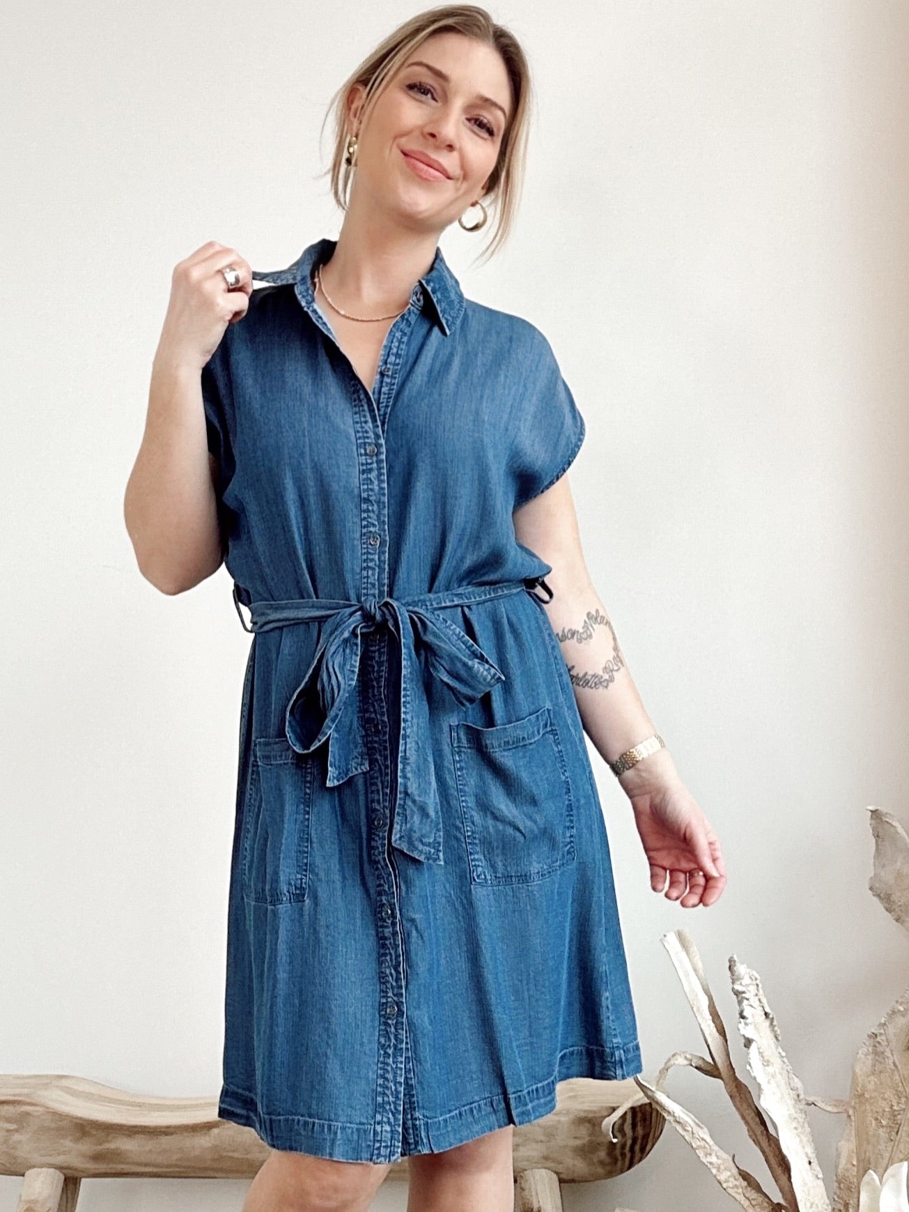 Marcy Tencel Mini Dress Med. Wash