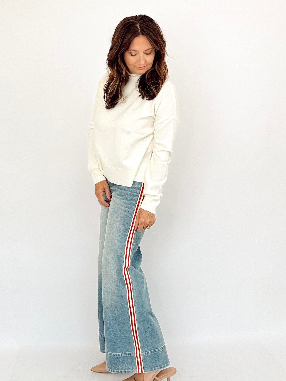 Harper Side Stripe Wide Leg Jeans