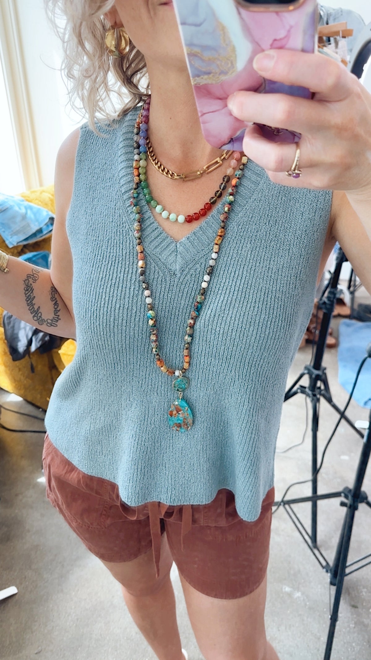 Helen Knit Tank Top Denim