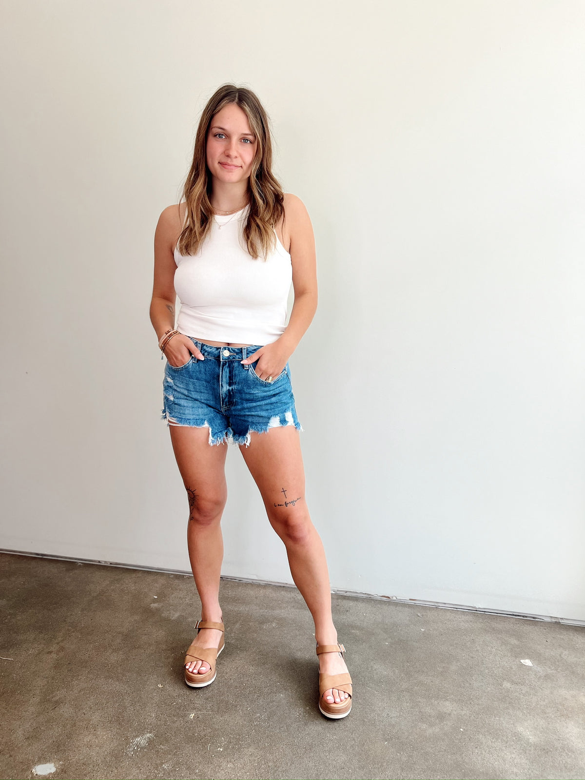 Midge Distressed Denim Shorts