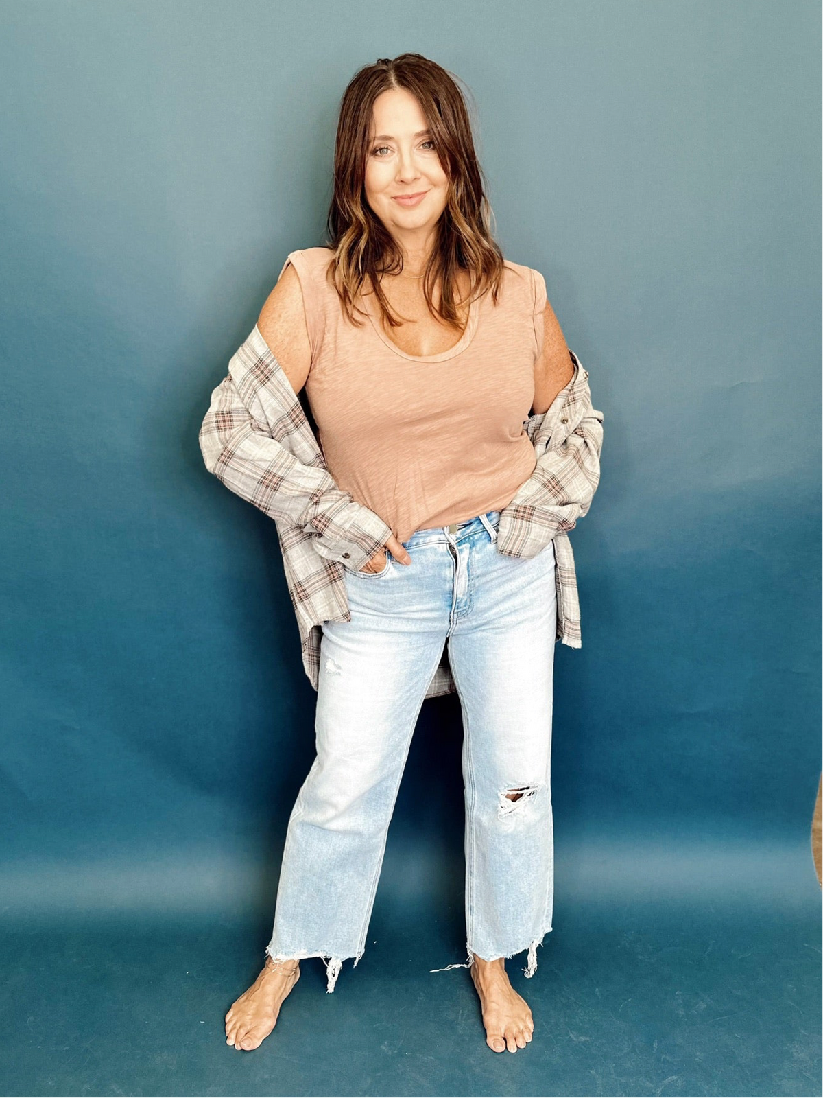 Nina High Rise Distressed Crop Jeans