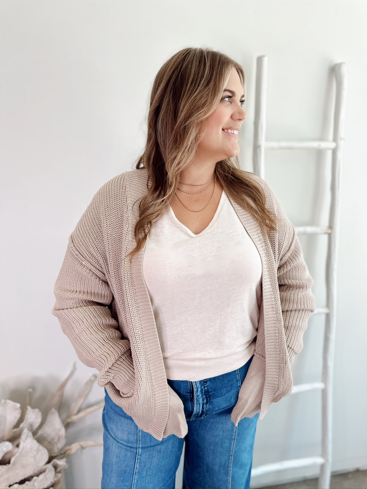 Hailey Chunky Ribbed Cardigan Natural