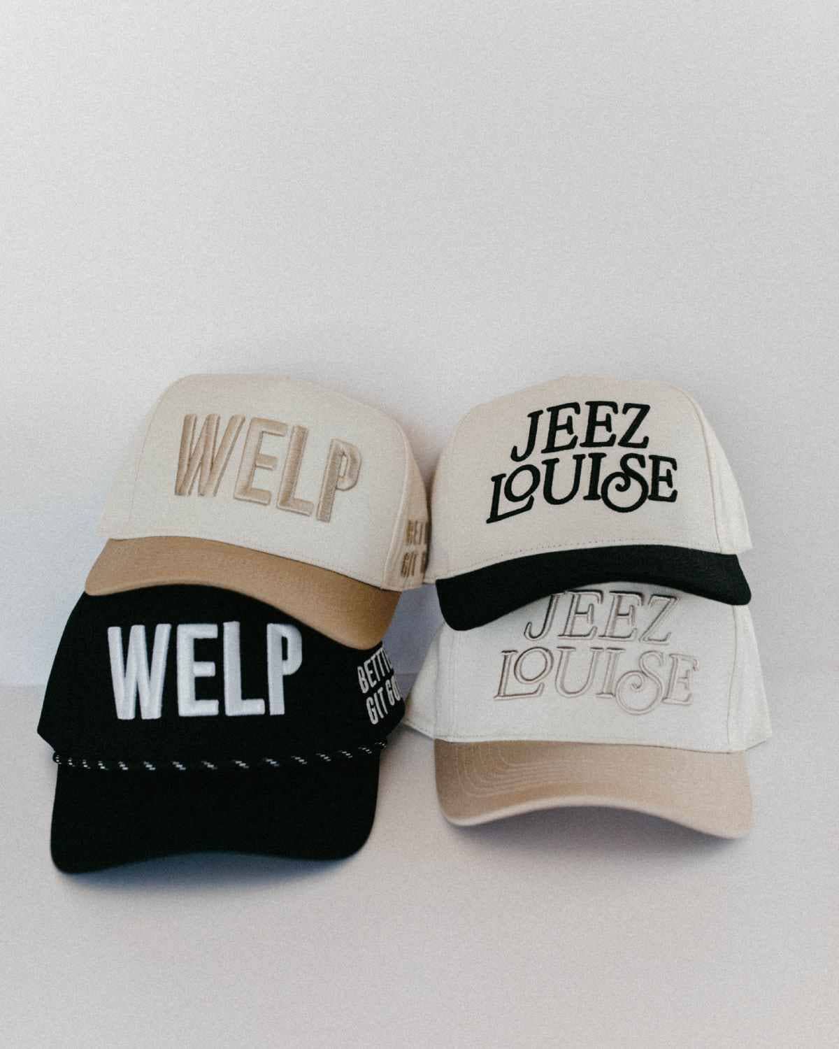 Jeez Louise Trucker Hat Black/Cream
