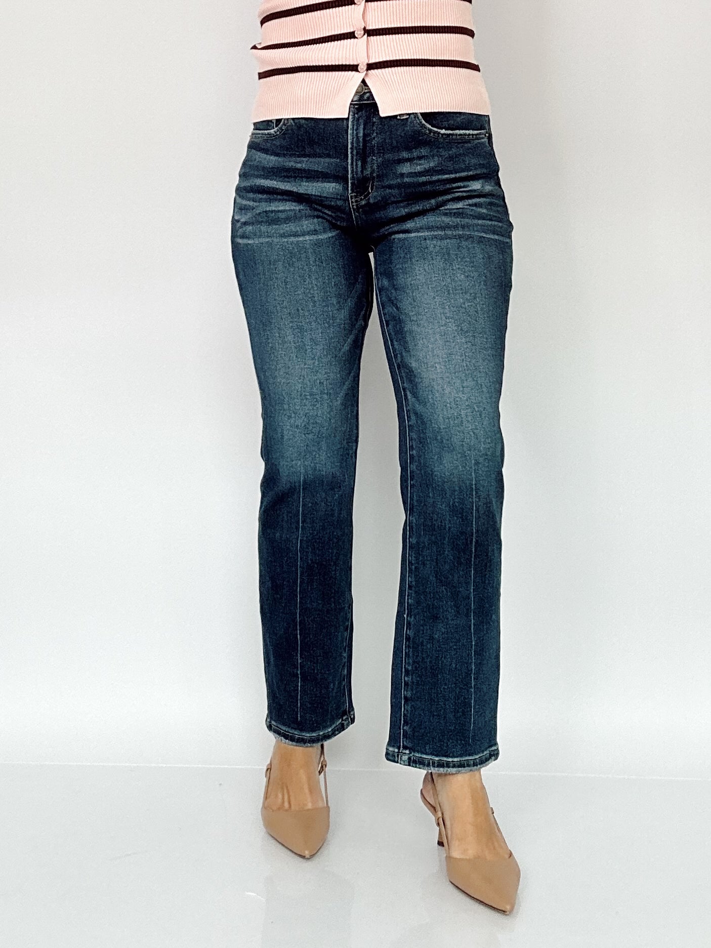Nova High-rise Straight Leg Ankle Jeans Dark Tealish