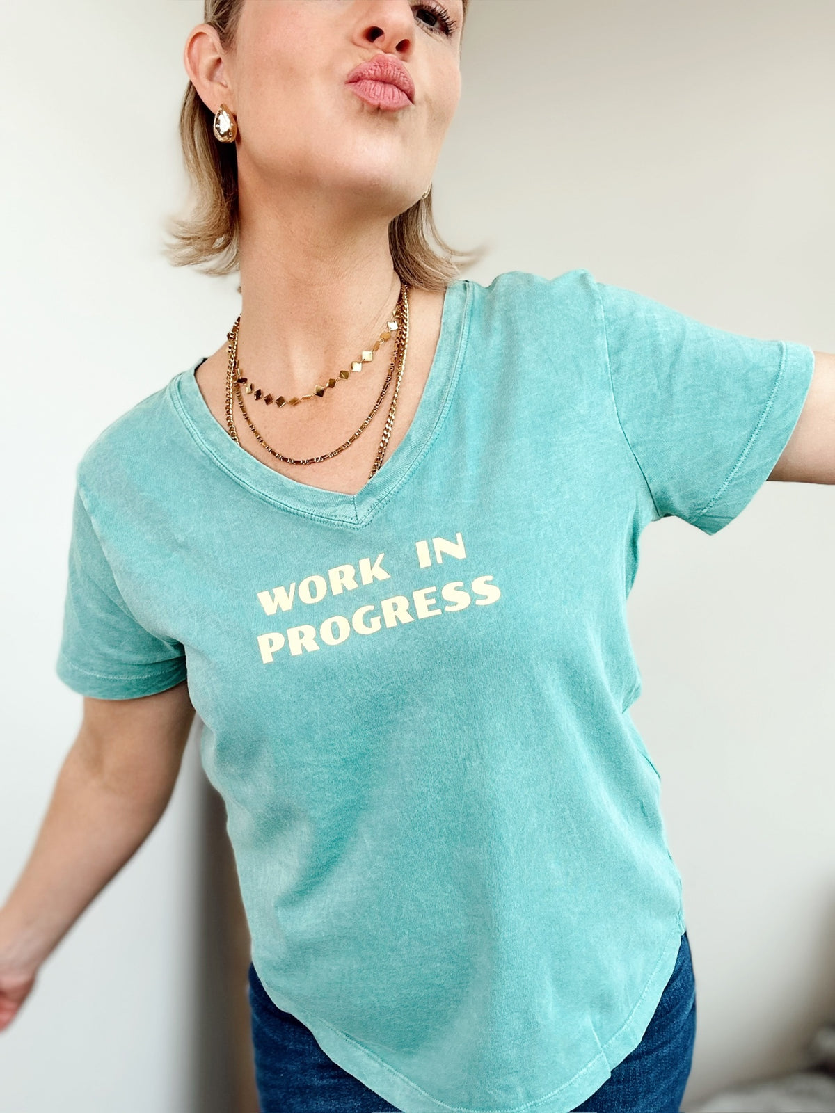 Work In Progress V-neck Graphic Tee