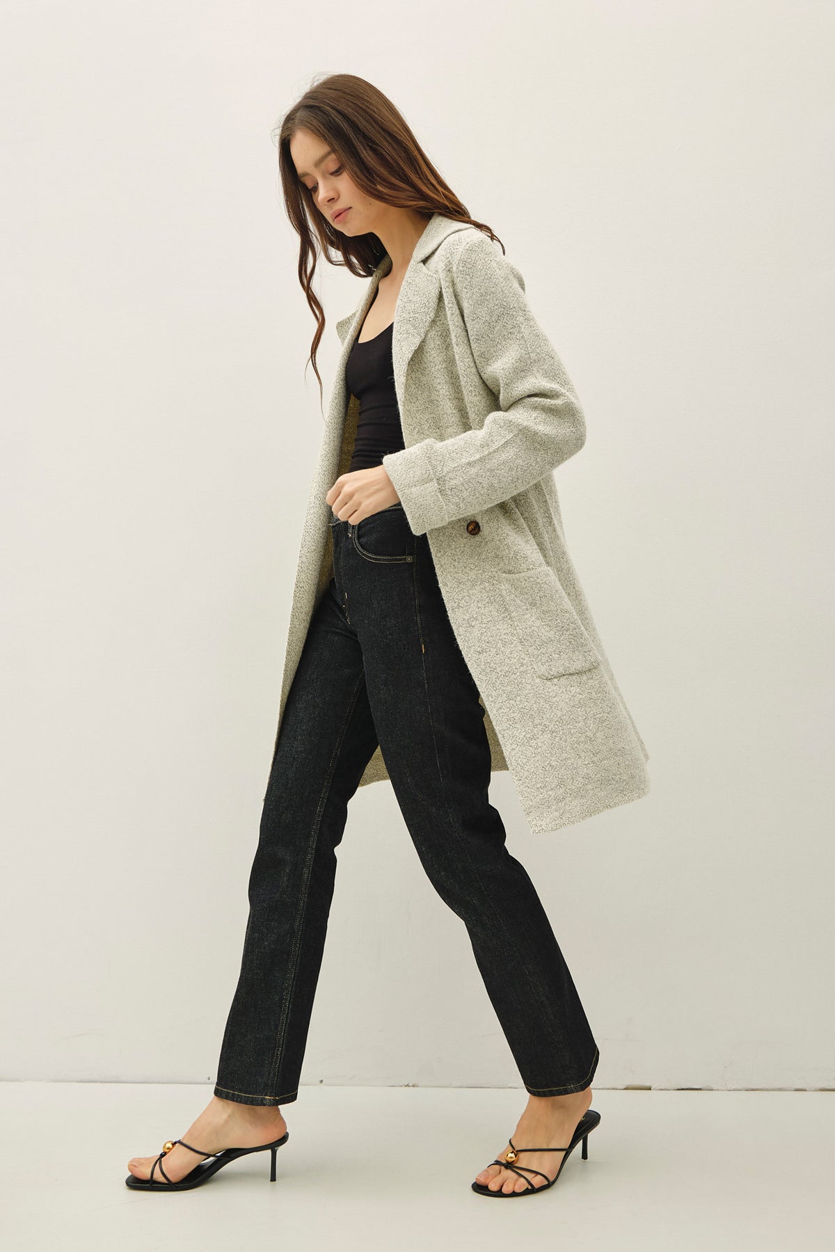 Brielle Open Sweater Coat Oatmeal
