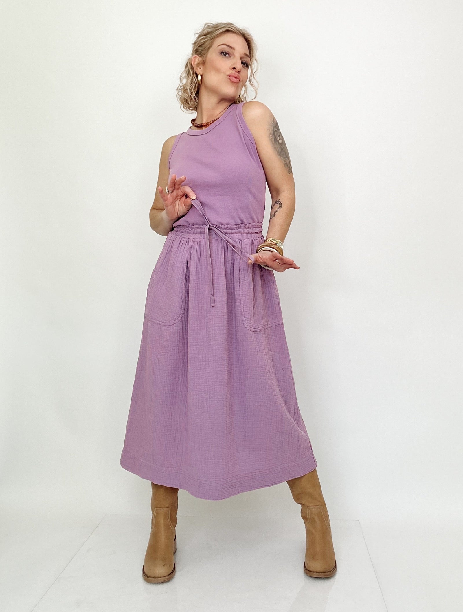 Rae Tank Dress With Gauze Skirt