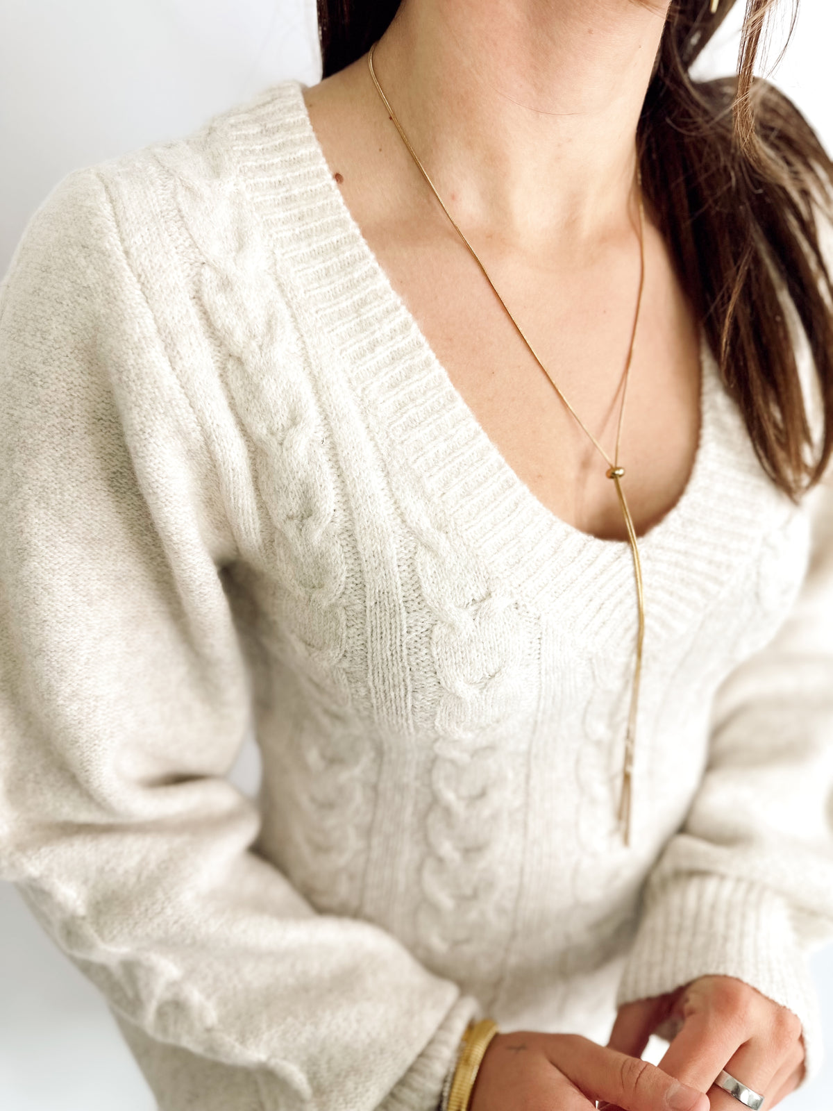 Anita Cable Knit Fit &amp; Flare Mini Dress Oatmeal