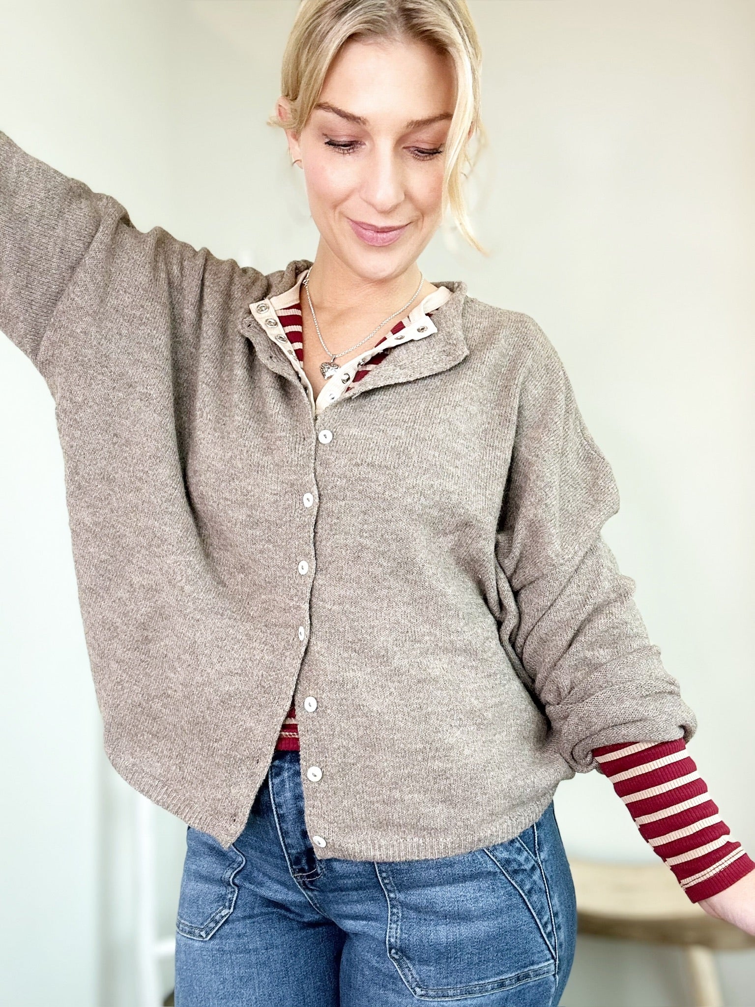 Piper Button Up Cardigan Mocha