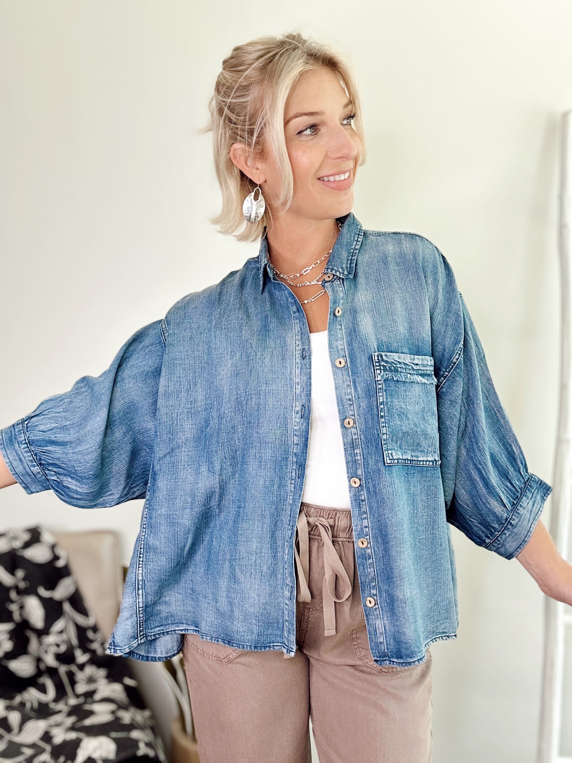 Alex Tencel Dolman Shirt Dk. Denim