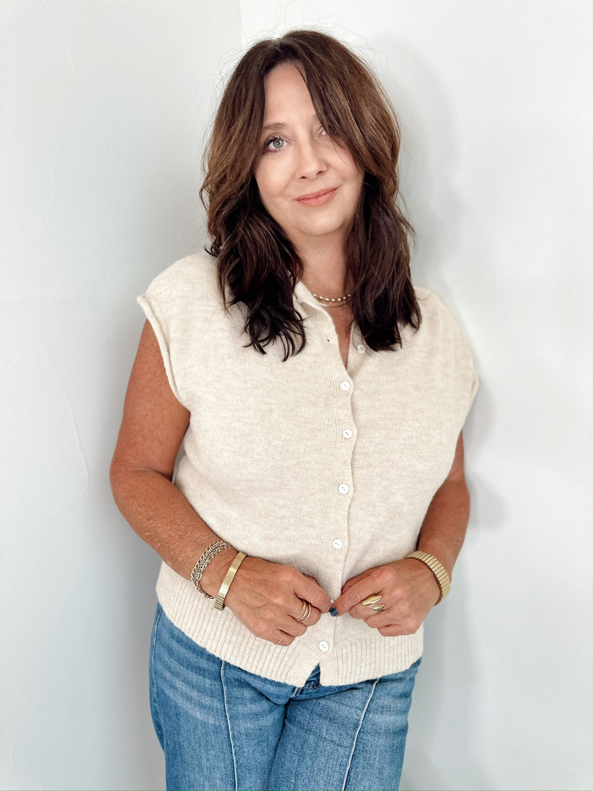 Piper Vest Cardigan Natural