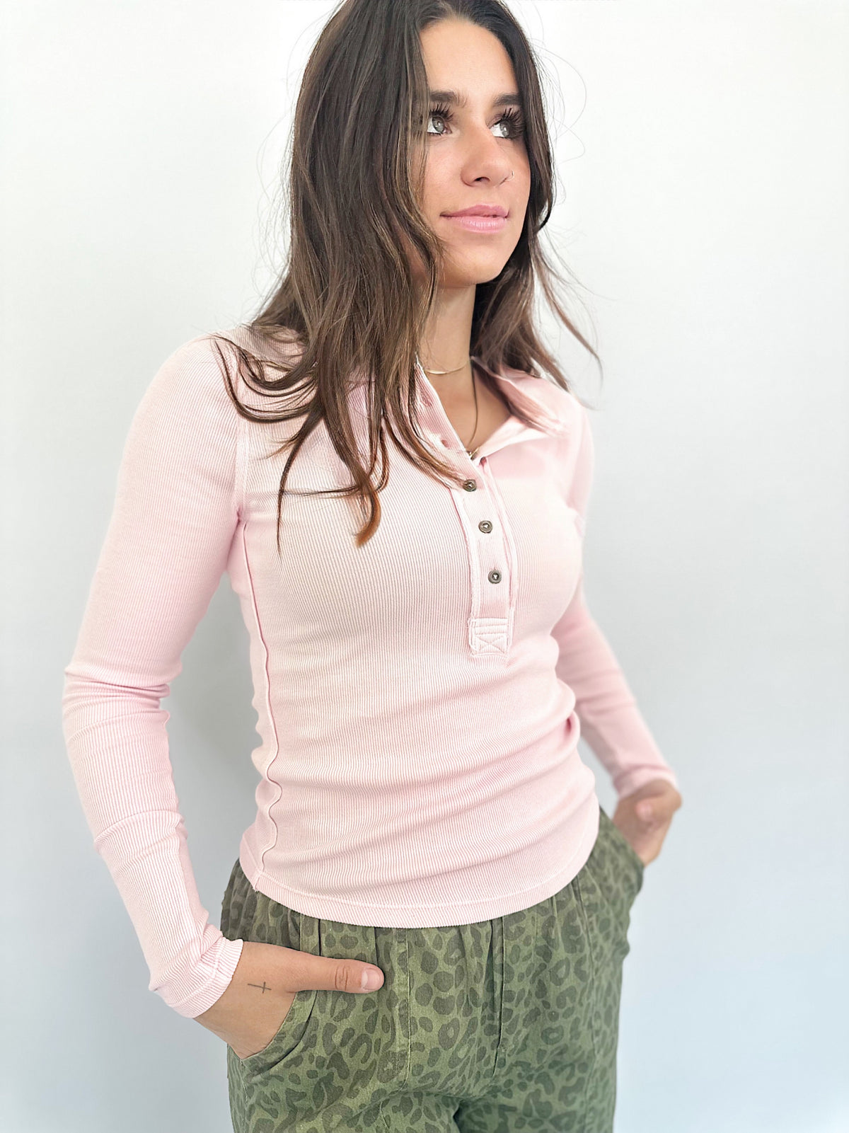 Tara Henley Long Sleeve Top Light Pink