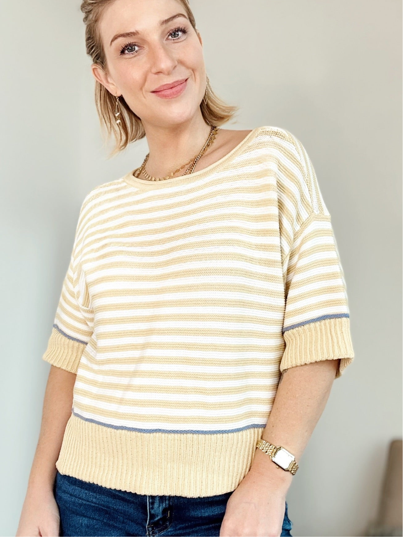 Teddy Stripe Sweater Butter Yellow