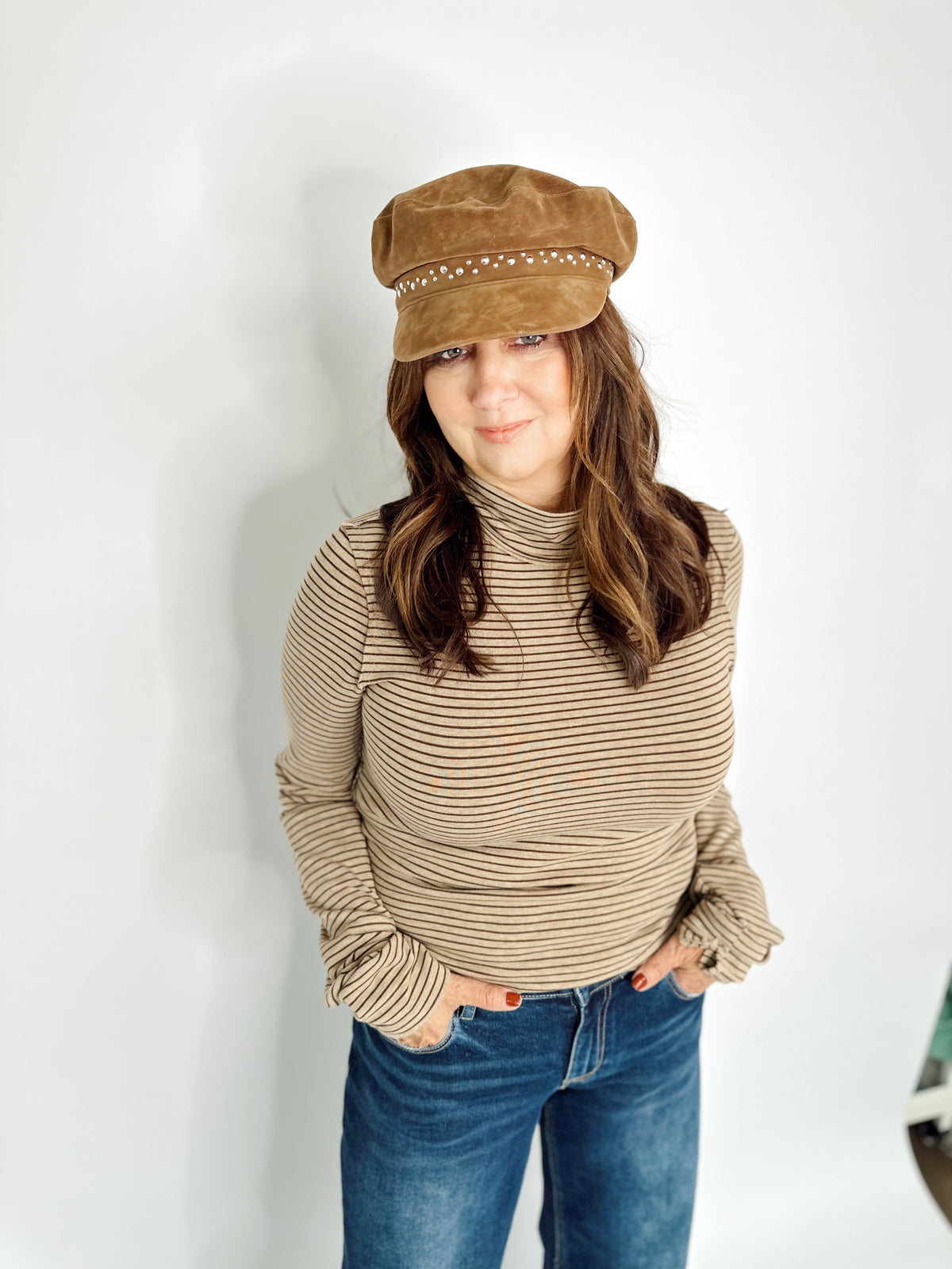 Greta Stripe Turtle Neck Mocha