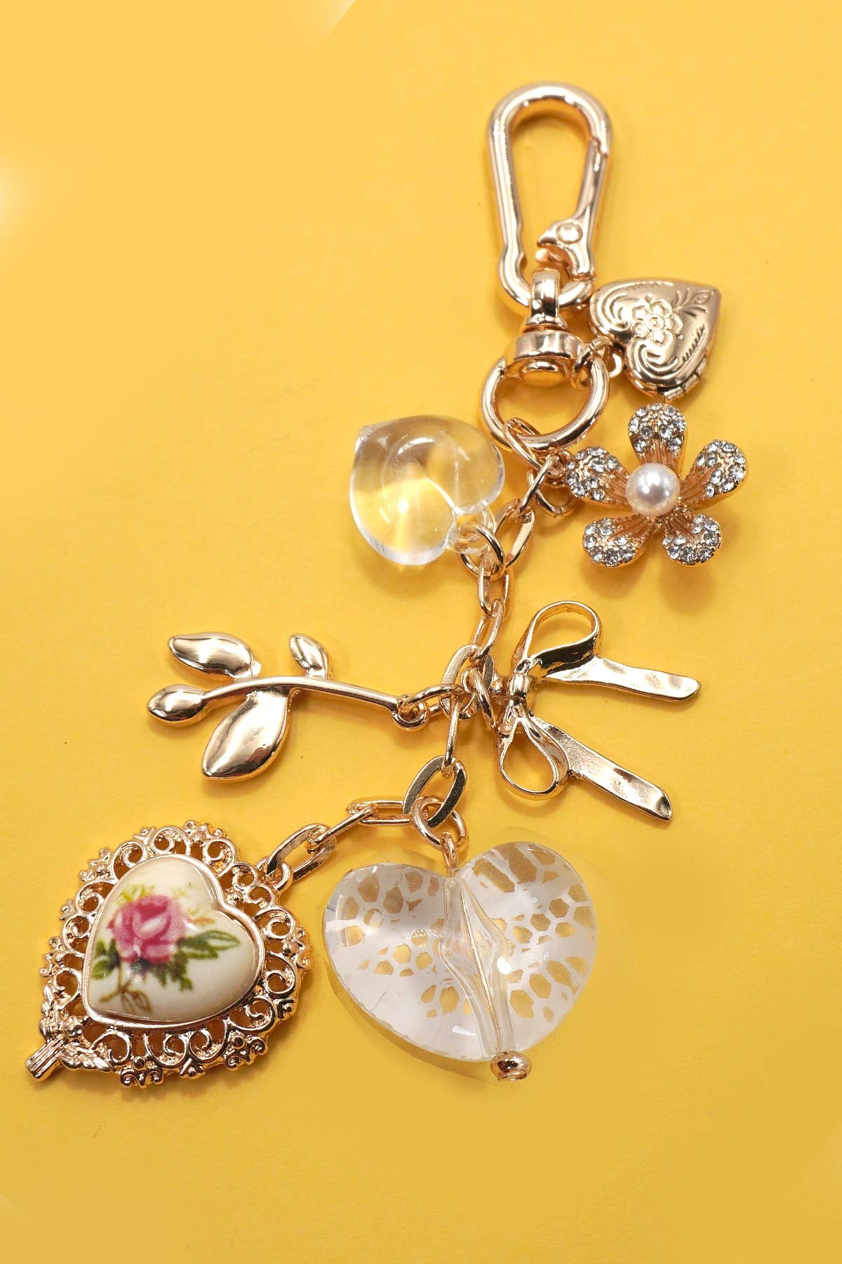 Porcelain Lace Heart Bag Charm