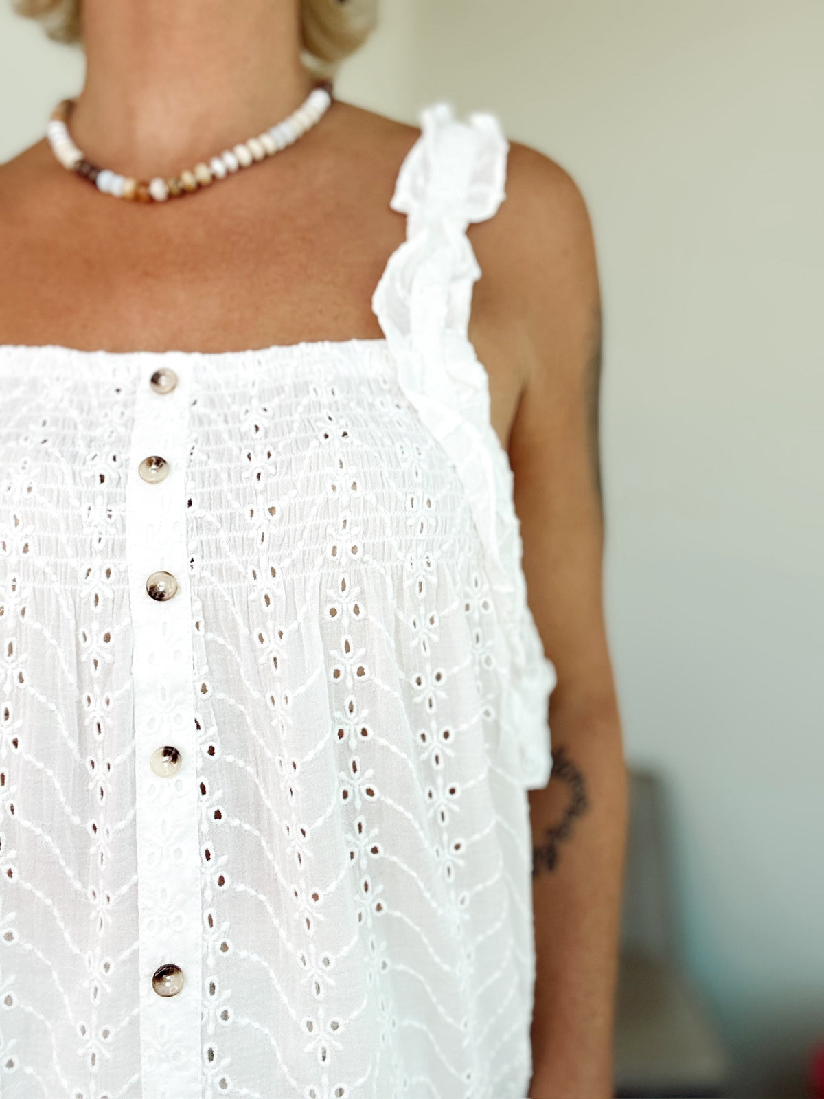 Rhonda  Eyelet Ruffle Tank