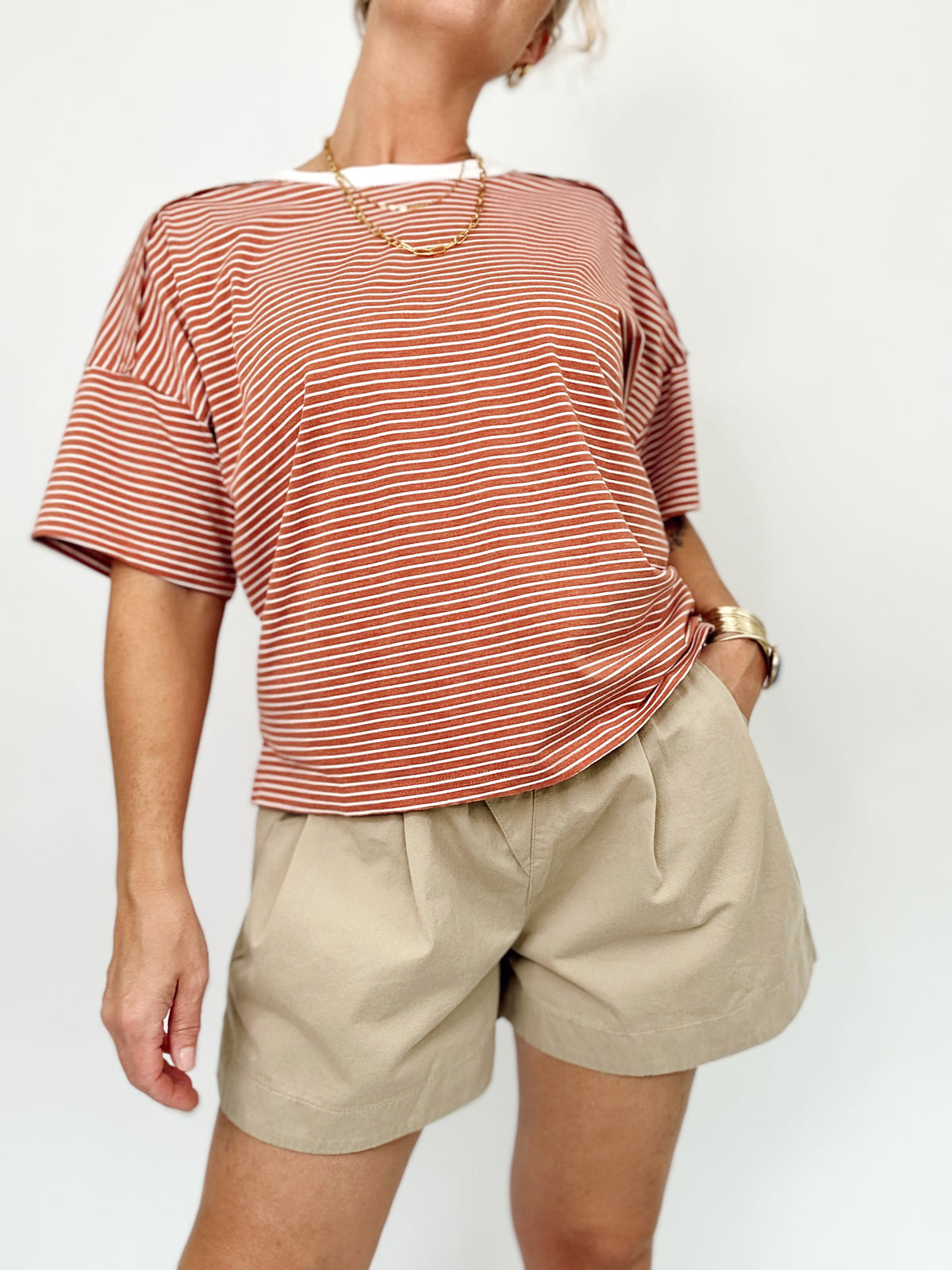 Janet Cotton Twill Pleated Shorts