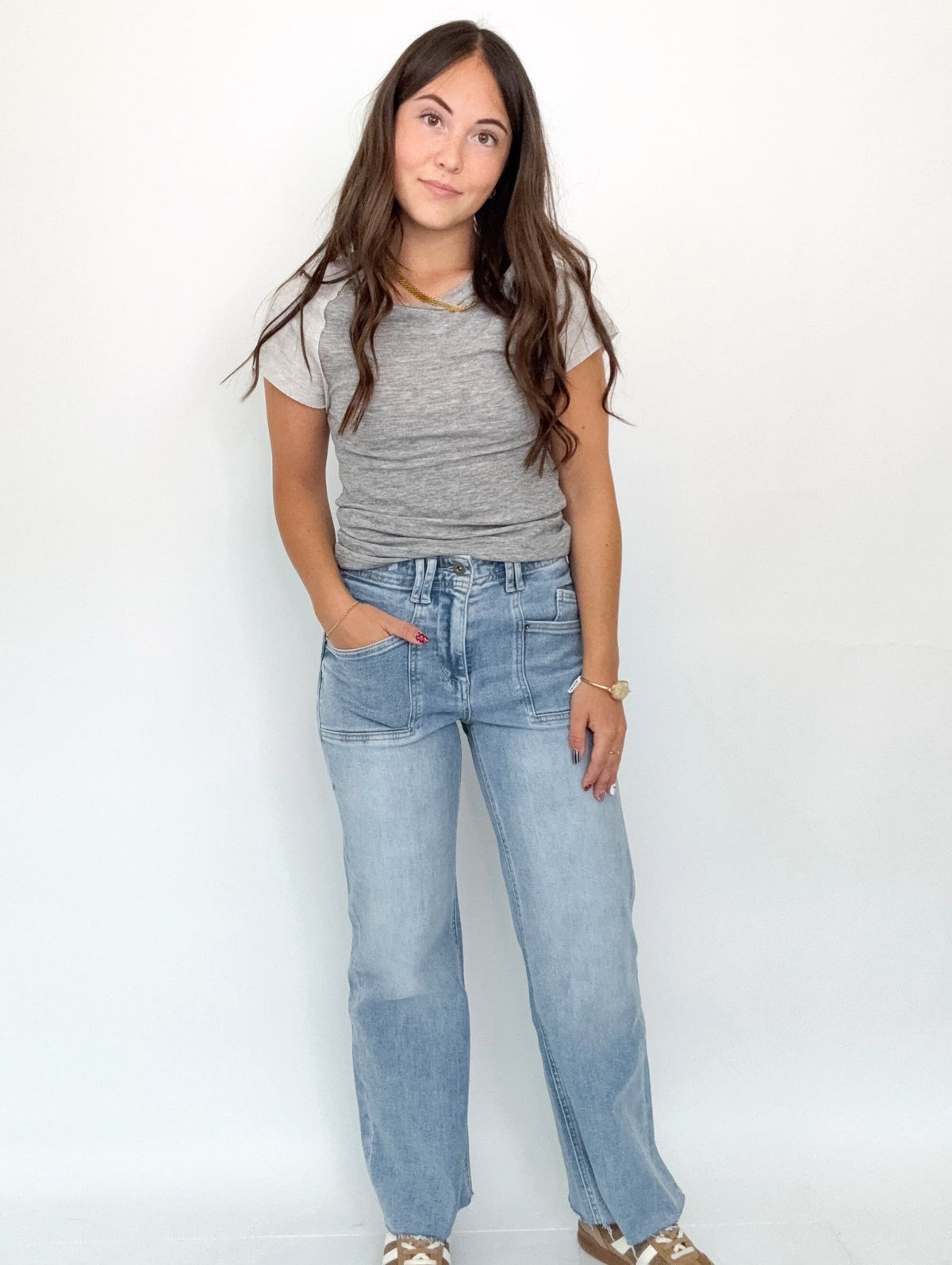 Alexia Ribbed Top Charcoal/Grey