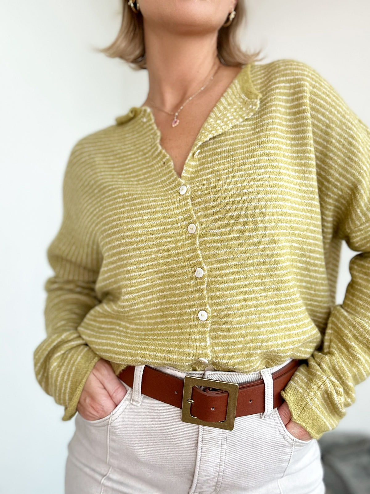 Piper Pin Striped Cardigan Honey