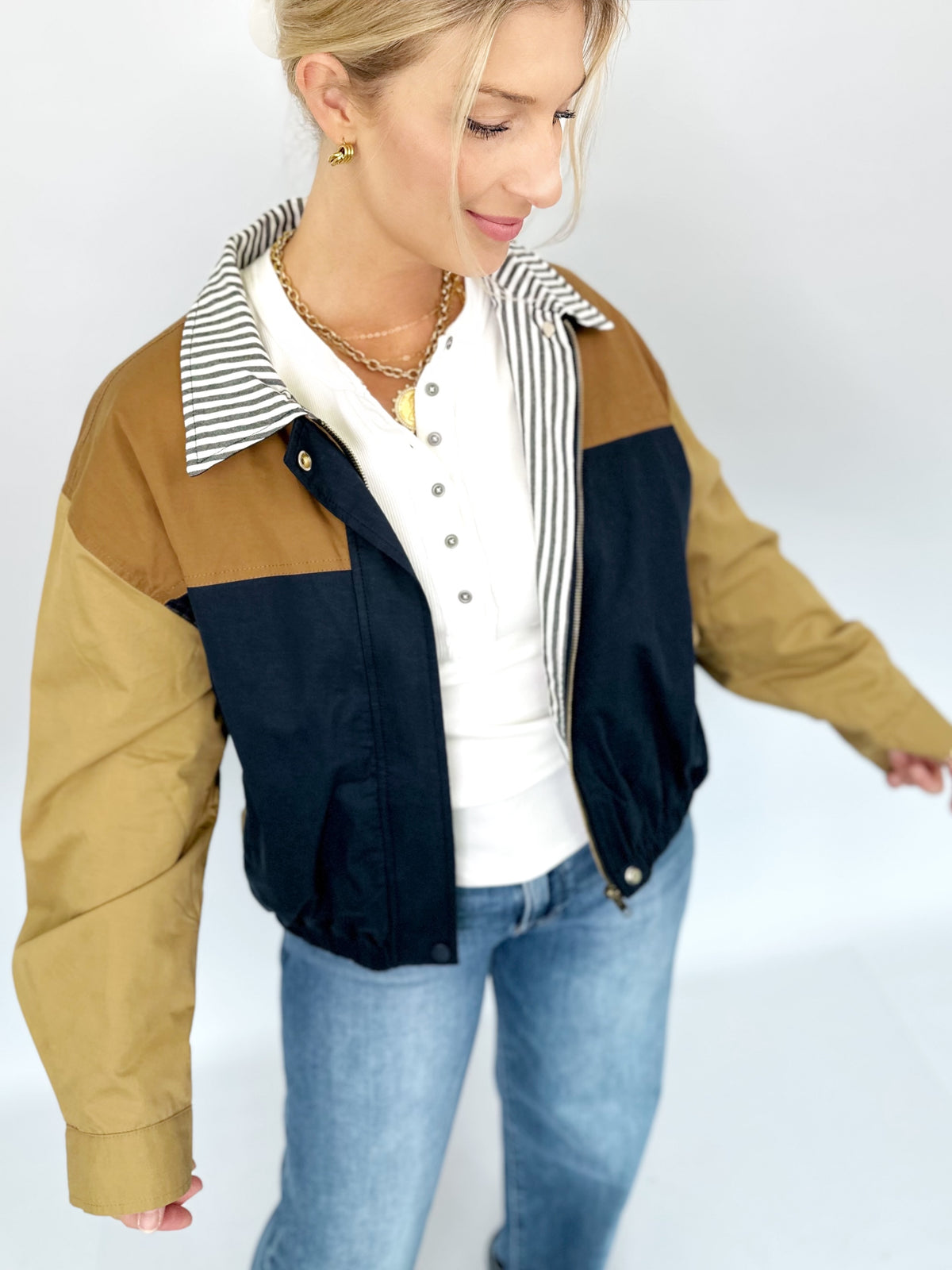 Hallie Colorblock Bomber Jacket