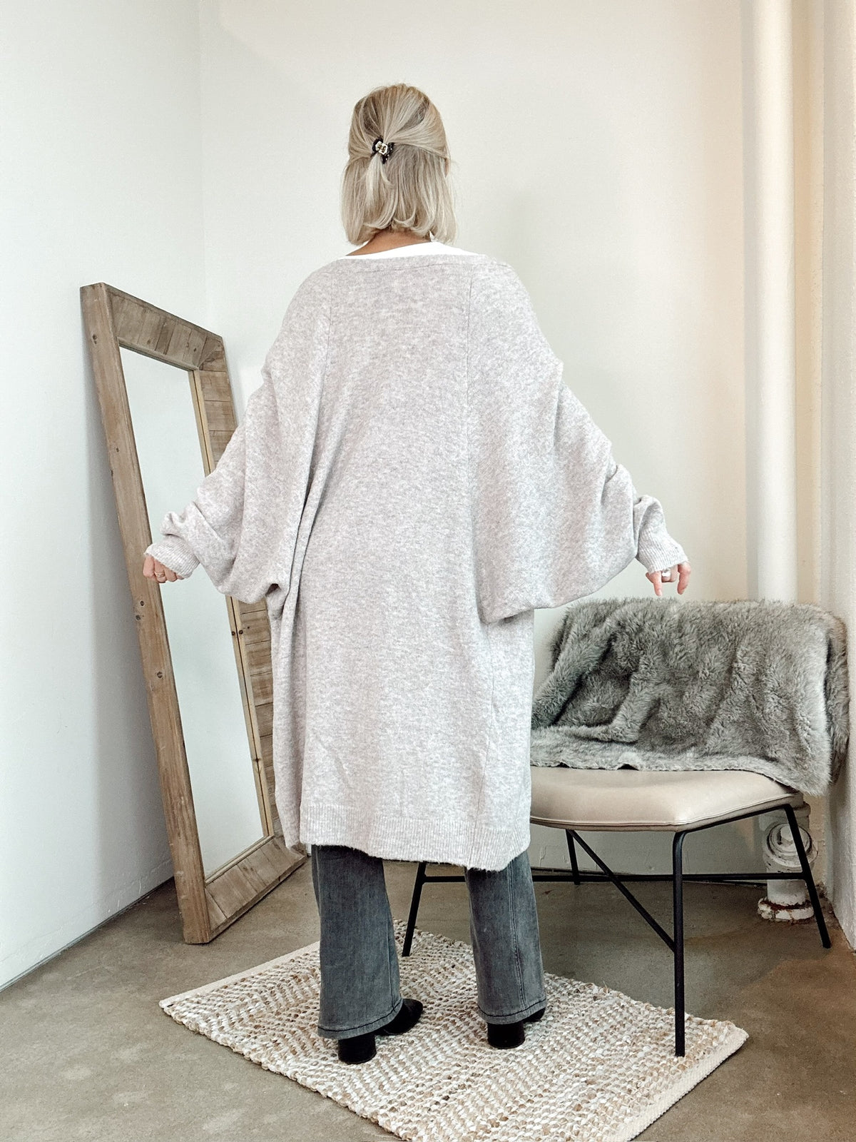 Laurel Oversized Knit Cardigan Beige