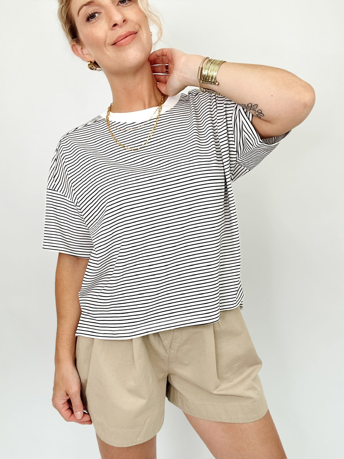 Julianna Stripe Top H. Grey