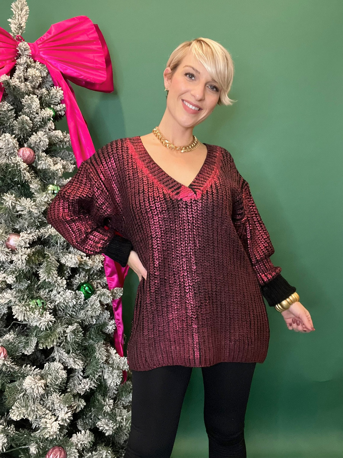 Kaitlyn Metallic Sweater Top