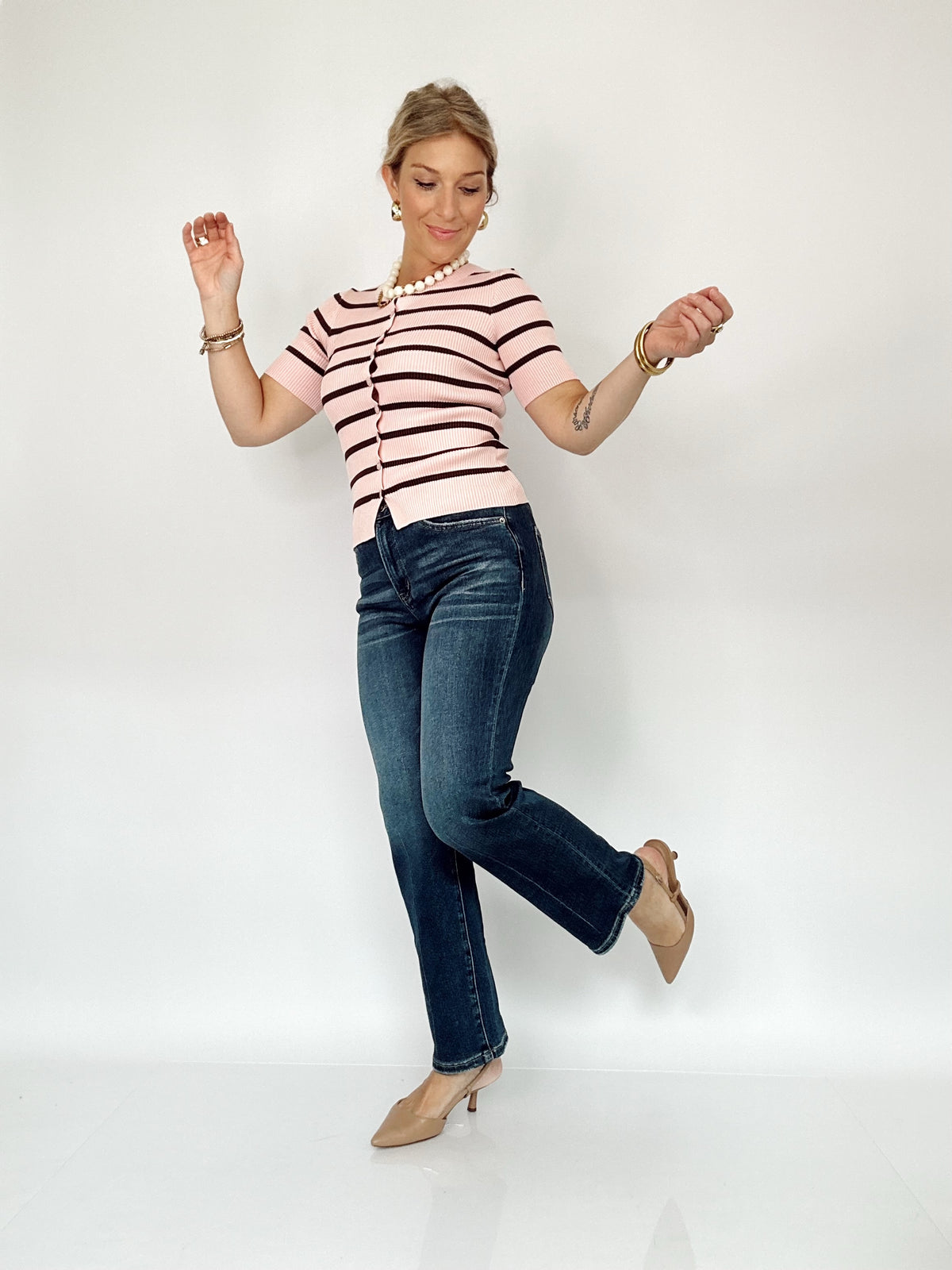 Destiny Stripe Short Sleeve Top