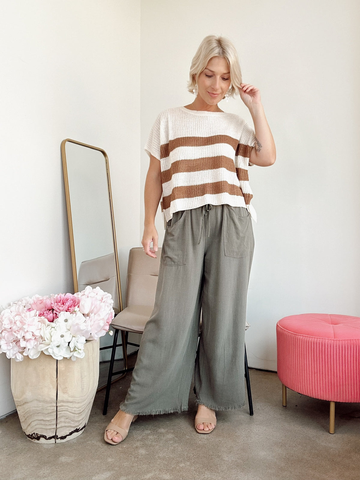 Marsha Striped Sweater Mocha Mousse