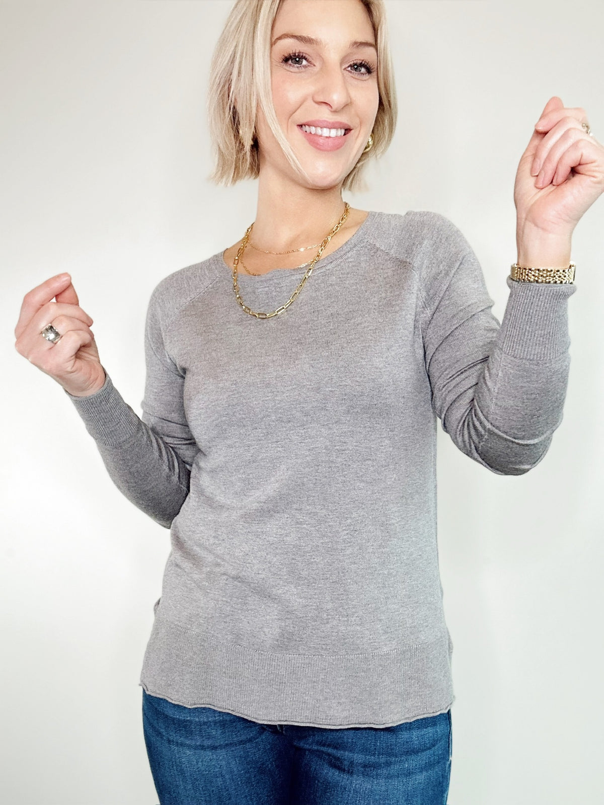 Belinda Raglan Top H. Charcoal