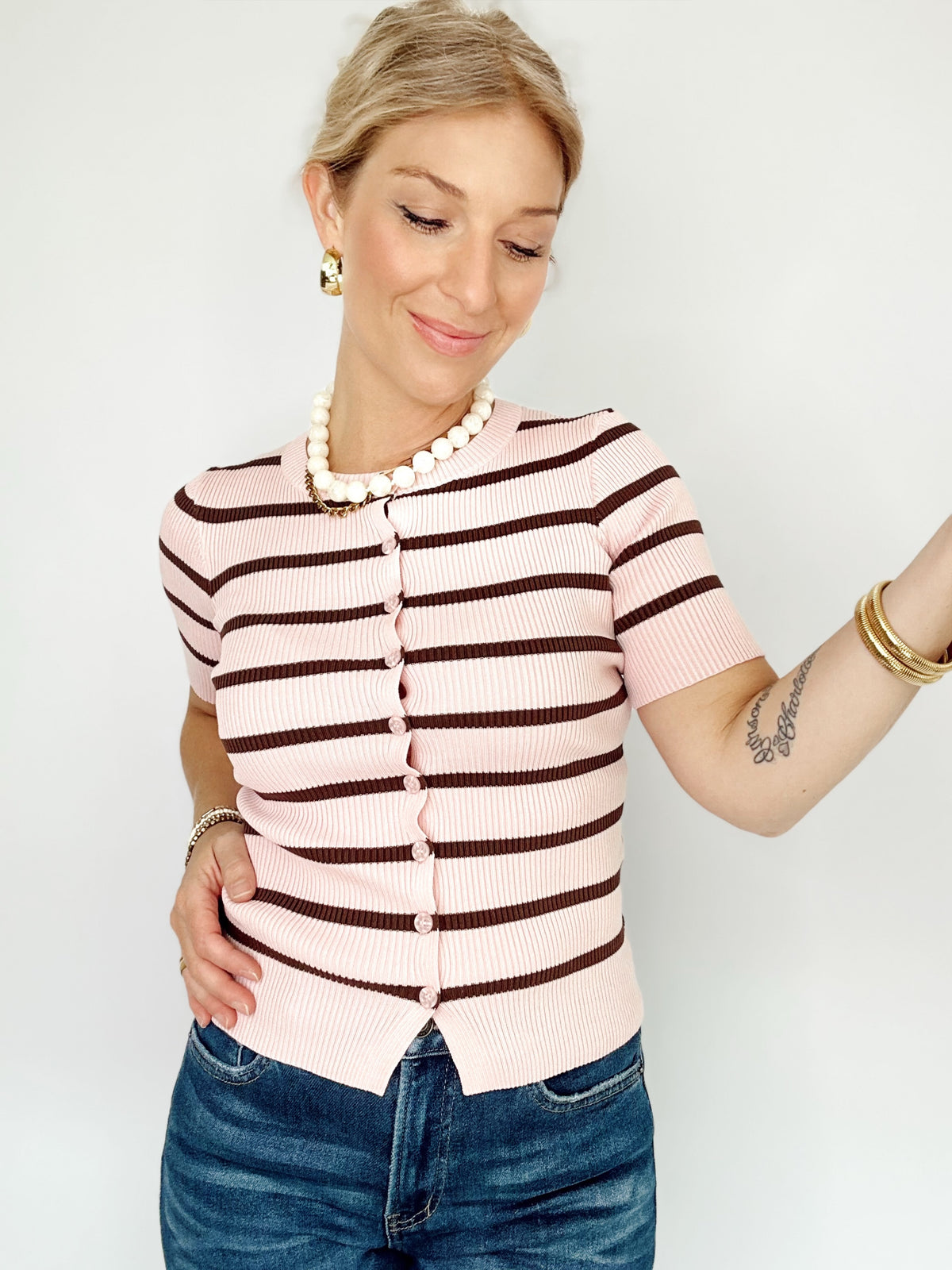 Destiny Stripe Short Sleeve Top
