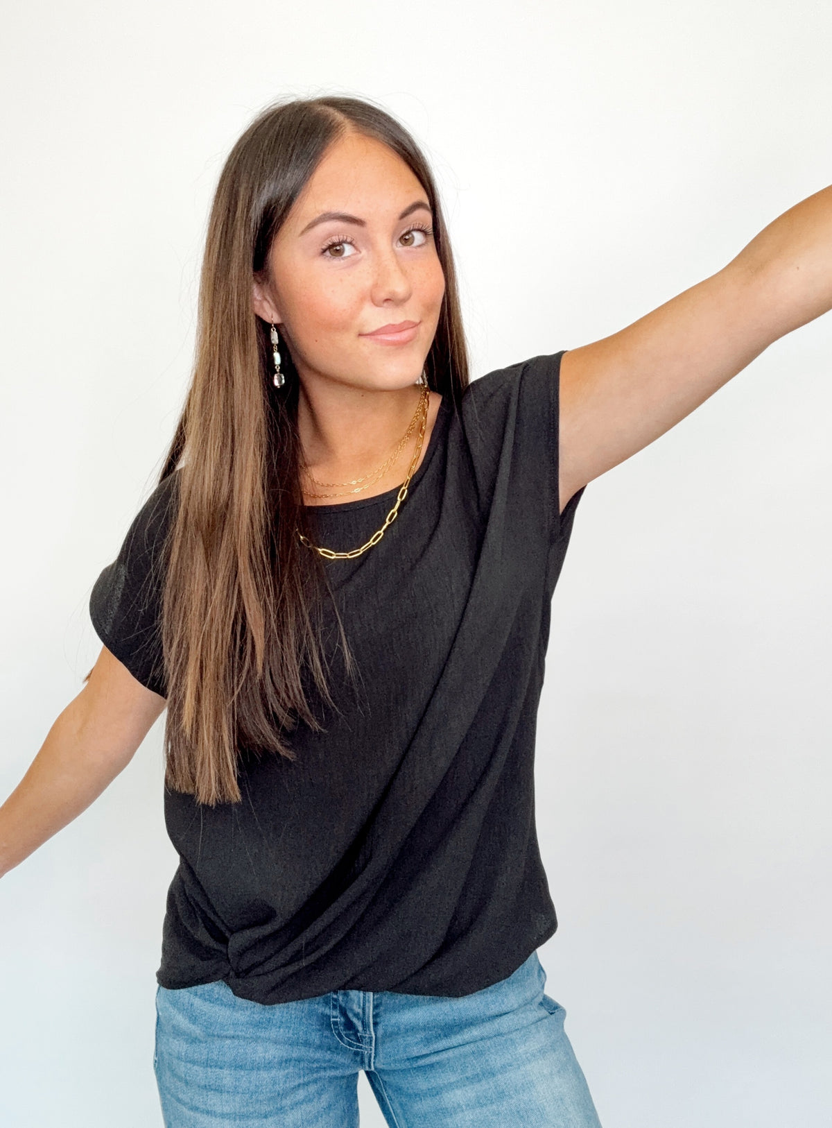 Morgan Twist Hem Top Black